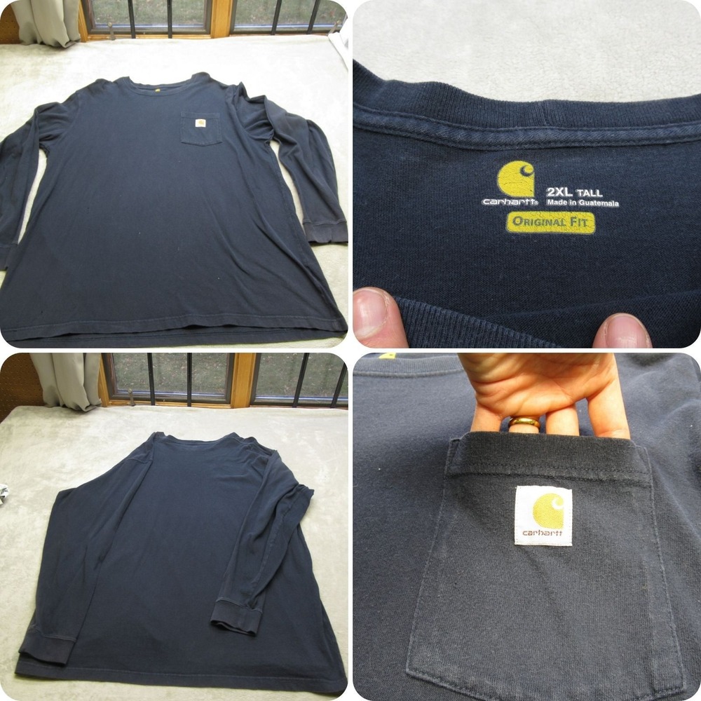 Carhartt Shirt Mens XXL Tall Blue Long Sleeve Pocket Original Fit Heavyweight